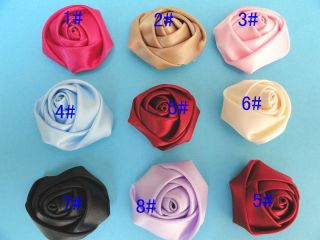 20PCS Big Satin Ribbon Rose Flower DIY Craft Wedding Appliques