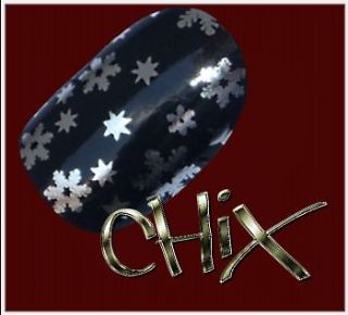 CHIX Nail Wraps Christmas Black Silver Snowflake Winter Fingers Toes 
