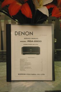 Denon POA 2800 Service Manual  Very Rare ~LOOK~
