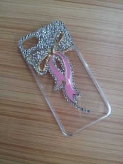 Hot 3D Clear Pink Ribbon Bow Diamond Crystal Bling Case Cover for 