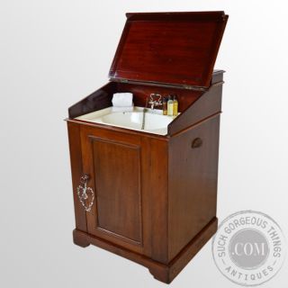 Antique Cabinet Campaign Washroom Sink Unit Victorian Bathroom Hand 