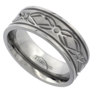   Flat Wedding Band Ring w/ Diamond Pattern, Satin Finish rtt522