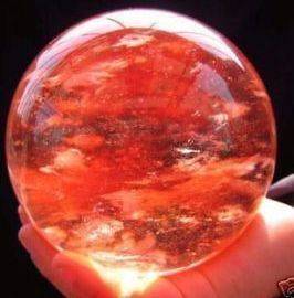 RARE Red QUARTZ CRYSTAL SPHERE BALL 70mm free stand