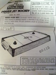   Power Jet Hockey Model 7048 Assembly Instructions And Game Rules