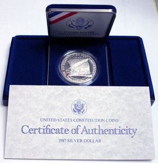 1987 Constitution Commemorative Proof Silver Dollar   US Mint