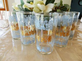 Vintage Set of 5 Anchor Hocking Fire King Juice Water Tumblers Glasses 