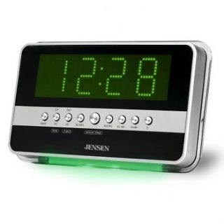 Jensen AM/FM Dual Alarm Clock Radio with Wave Sensor High/Low Dimmer 