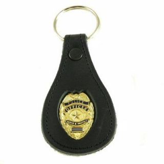 Generic Universal Police Officer Blue Line Mini Badge Leather Key FOB