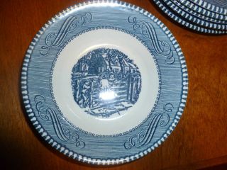 CURRIER AND IVES, IMPERIAL BLUE AND WHITE DESSERT DISH