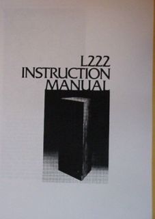 JBL L222 SPEAKER INSTRUCTION MANUAL PACKAGE 15 pages