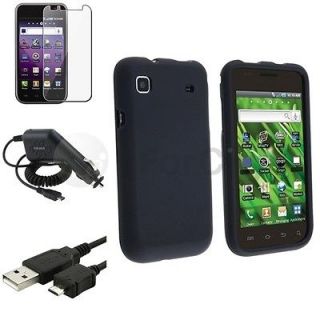 Black Hard Case+Car Charger+USB Cable+LCD Film BUNDLE For Samsung 