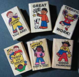   Supplies Resources 6 Wooden Reward Stamps Set New Early Learning