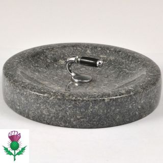 CURLING STONE GREY GRANITE PAPER WEIGHT DESK ORNAMENT PIN DISH TRAY 