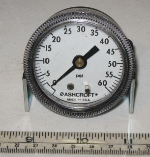 Ashcraft 2 Panel Mount Pressure Gauge 0 60 PSI With 1/4 Male NPT 