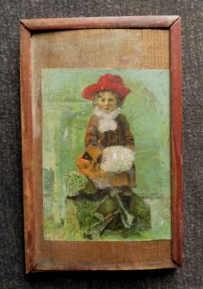 ANTIQUE CHILDS ARTISTS WATERCOLOR SET in SLIDE TOP BOX
