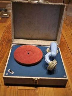 Vintage 50s Colorful Electric Portable Toy Record Player Phonograph 