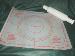 Vintage TUPPERWARE Measuring Pastry Pie Mat Rolling Pin * REXALL DRUG 