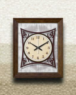 12 Hours Quartz Simulated Antique Wall Clock  Framed Giclée Canvas 