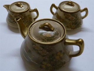 Antique Japanese Kutani Porcelain Hand Painted Tea Set