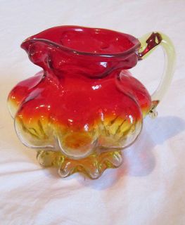 Beautiful Vintage Amberina Glass Pitcher Very Good Condition