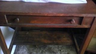 Antique Solid Quartersawn Oak Writing Desk with Original Ink Well
