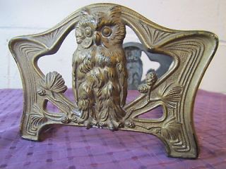 Antique ART NOUVEAU OWL Expandable Bookends   Ornate Detailing 