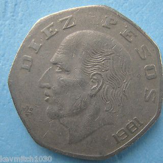1981 Mexico Diez Pesos TEN Pesos Circulated Coin