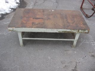 antique factory work bench vintage machine aged coffee table