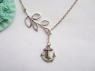  ant​ique silver branch and little anchor chain pendant necklace sale