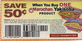 11 $.50/1 Maruchan Yakisoba product Coupons 12/31/12  for 