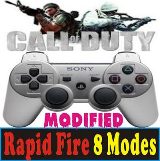 silver PS3 Modded Rapid Fire 8 Mode Controller Dualshock 3 COD BLACK 