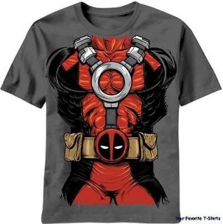 Licensed Marvel Comics Deadpool Body Costume Suit Up Adult Shirt S 2XL