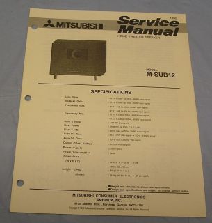 Mitsubishi Home Theater Speakers M SUB12 New Service Manual/Schemat 