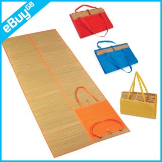 LARGE STRAW BEACH HOLIDAY MAT FOR TOWEL WITH POCKET