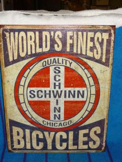 New Tin Sign  Schwinn  Worlds Finest Bicycles  Made in USA