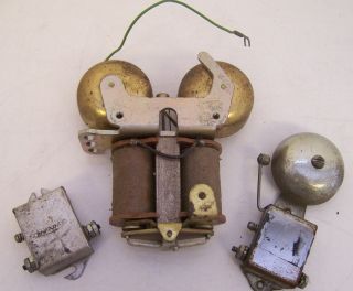   VINTAGE TELEPHONE PARTS 3 RINGERS AUTO ELECTRIC FARADAY EDISON(?) BELL