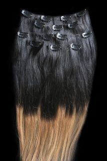 16 18 20 22 24 26 100% REMY Human OMBRE Hair Extensions Clip in 