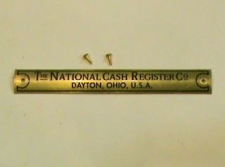 NATIONAL CASH REGISTER BRASS NAME PLATE FOR THE OAK BASES NCR