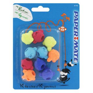 Paper Mate Foohy Pencil Petz Monkey Erasers, Assorted Colors, 10/Pack