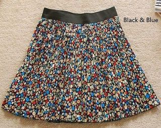 Girls Nifty New Colorful Polka Dots Floral Chiffon Blue/Black pleated 