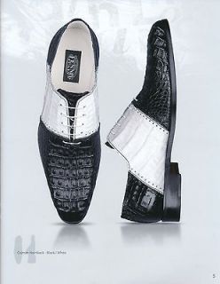 Fennix Italy Mens Caiman Hornback Oxford Lace Dress Shoes Black/White 