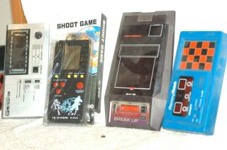 Vintage Lot 4 Electronic Hand Held Games; Bandai.Tandy, Tomytronic 