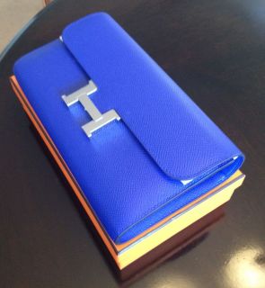 Brand New w/ Tags Hermes Constance Elan Wallet/Clutch in Blue 
