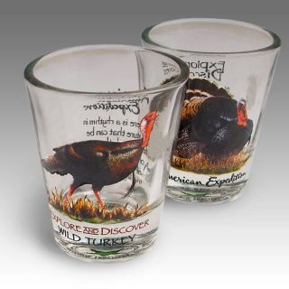 AMERICAN EXPEDITION SET OF 2 SHOT GLASSES with WILD TURKEY
