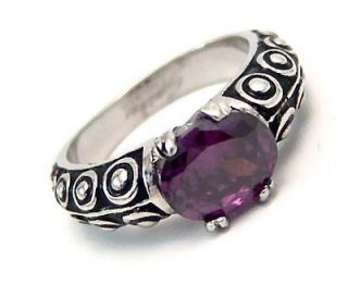 Amethyst color Solitaire Ring Hypoallergenic Surgical Steel 3 carat 