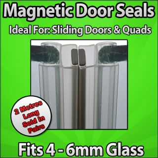 6mm x 2M Straight or Curved Sliding Shower Door Enclosure Magnetic 