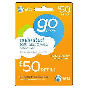 AT&T GoPhone $50 Available Refill Top Up Reload ATT Card