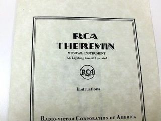 RCA THEREMIN Instruction Manual Reprint synthesizer
