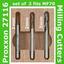 PROXXON 27116 Tungsten Cutter Set of 3 MICRO MILL MF70