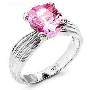 CT LAB SIM OVAL PINK SAPPHIRE SOLITAIRE WG EP BRIDAL ANNIVERSARY 